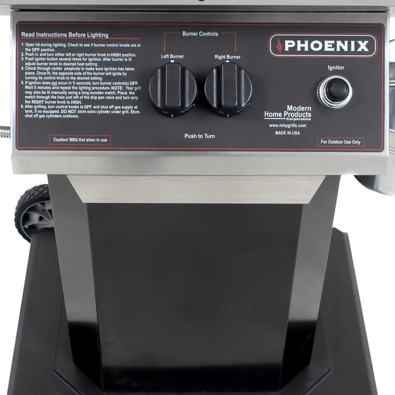 Phoenix SDBOC Gas Grill on Black Aluminum Column & Portable Base